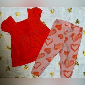 3/$15❣️Baby Summer Heart ❌⭕️ Top and Pants Outfit; 12 months